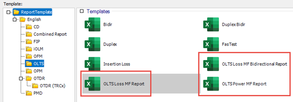 Шаблоны отчётов в папке OLTS