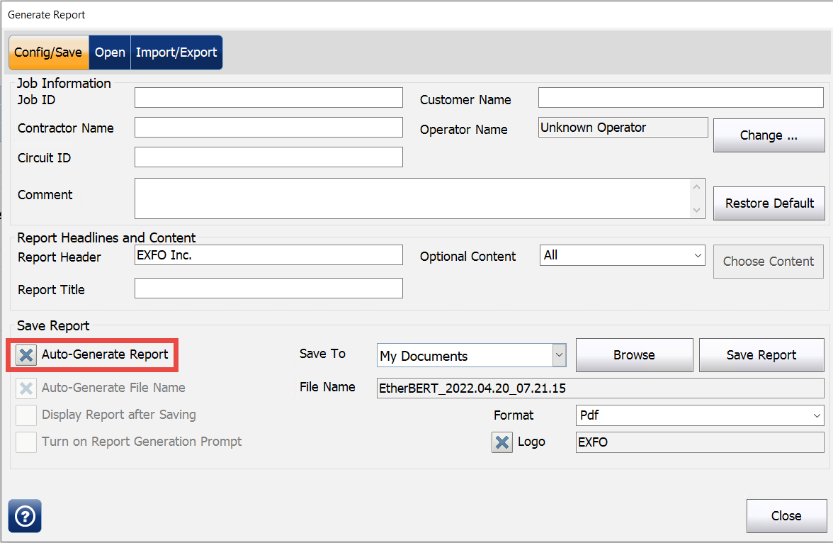 Auto-Generate Report
